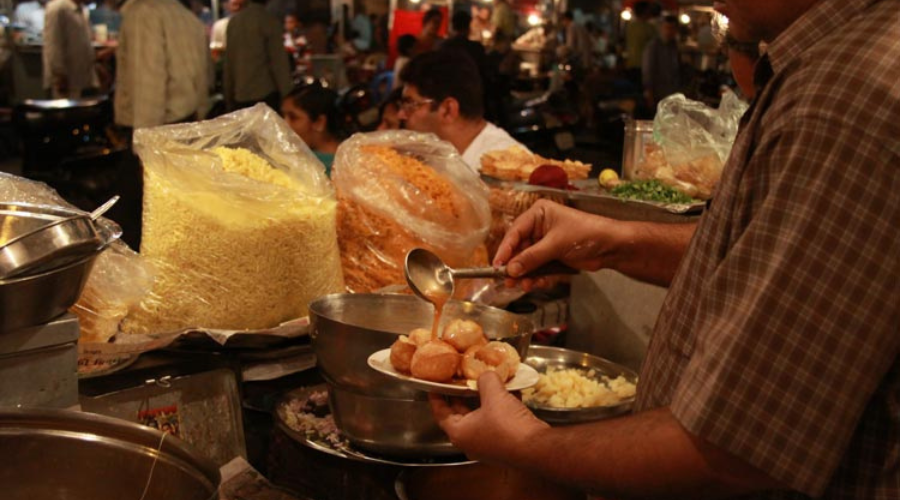 Delicious chaat in Manek Chowk night food market